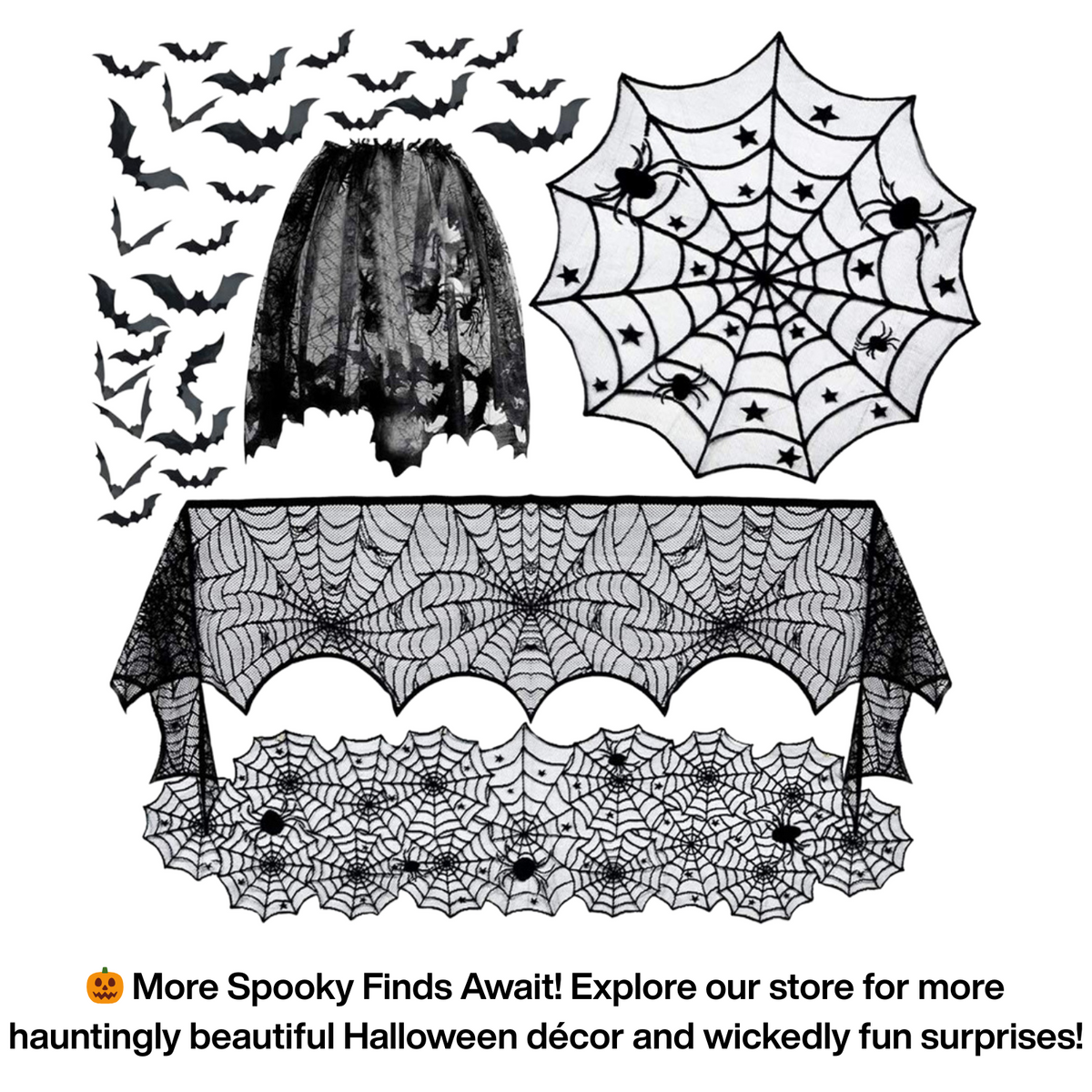 Black Lace Spiderweb Halloween Valance