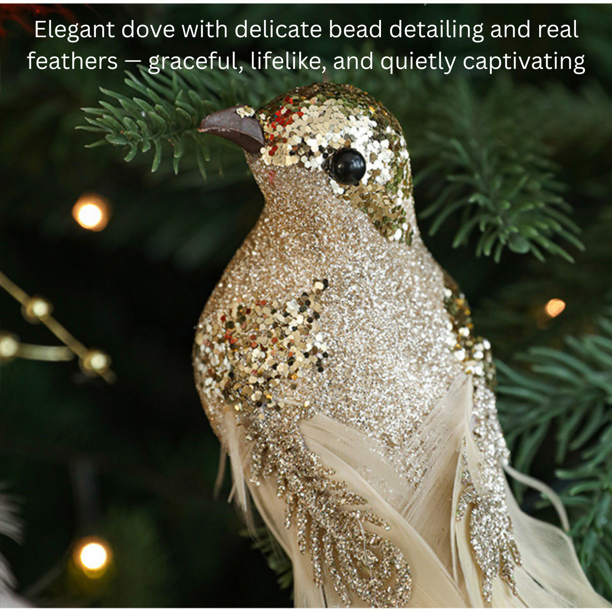 Clip-On Feather Dove Christmas Tree Ornaments