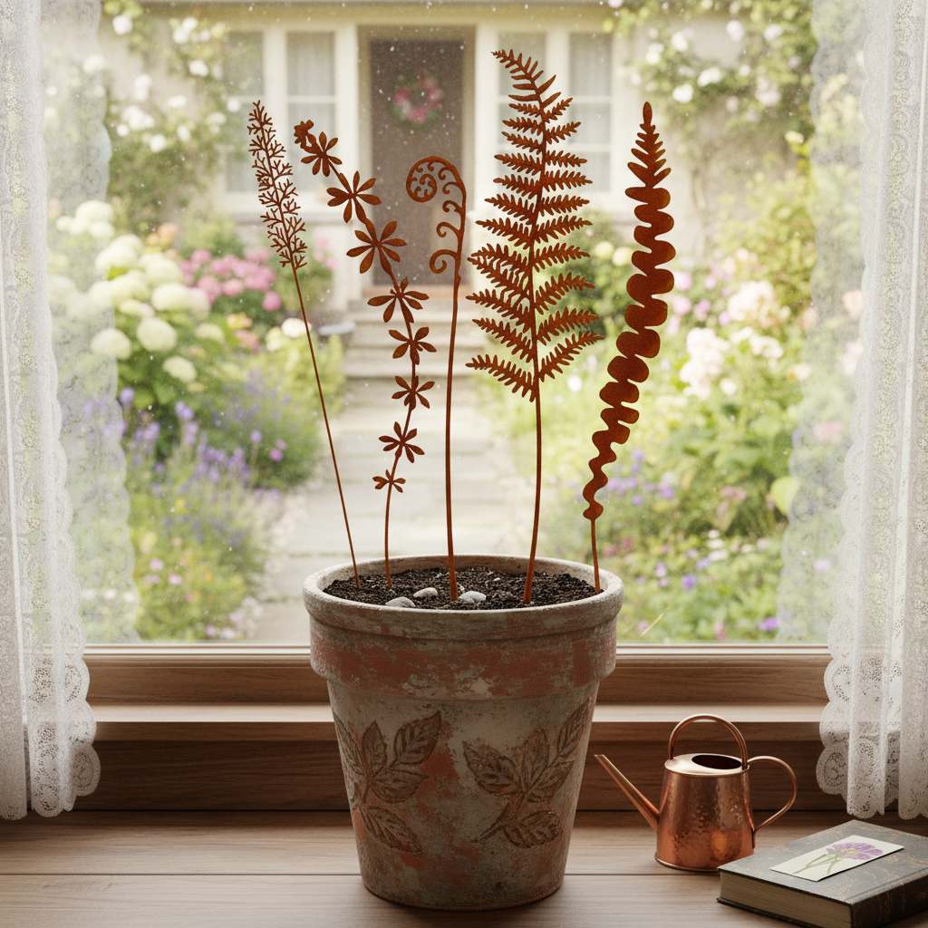 Rusty Steel Botanical Silhouettes