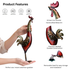 Red Metal Rooster Garden Ornament