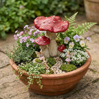 Mushroom Toadstool Garden Ornament Resin Fairy Woodland Decor Red Orange 18cm