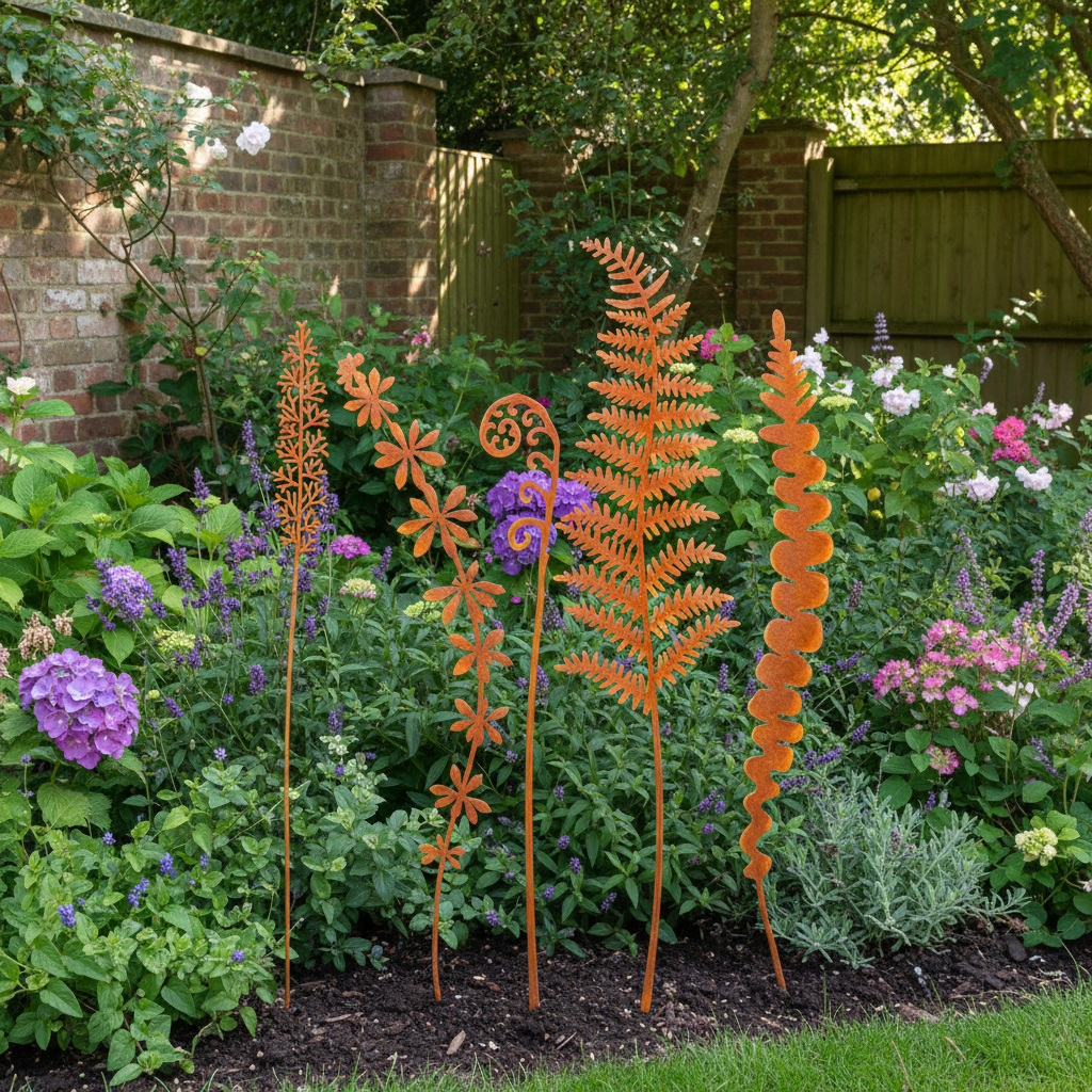 Rusty Steel Botanical Silhouettes