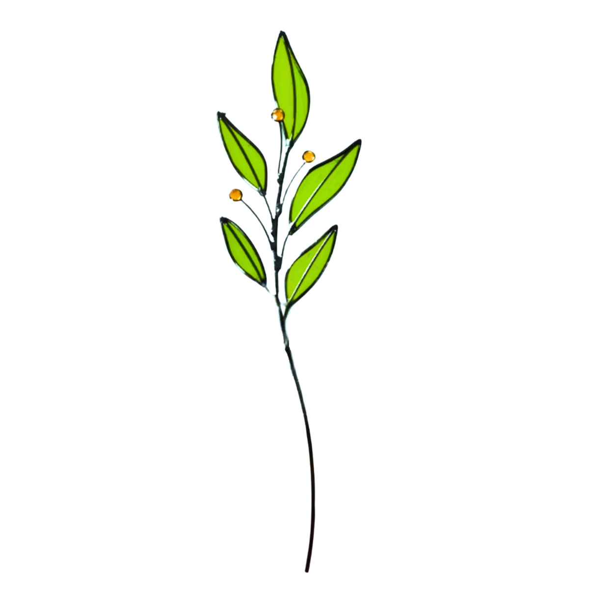 Stained Glass Green Leaf Branch Suncatcher