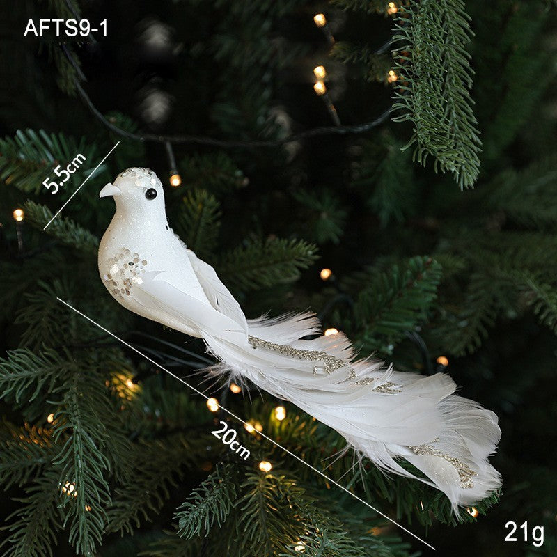 Clip-On Feather Dove Christmas Tree Ornaments