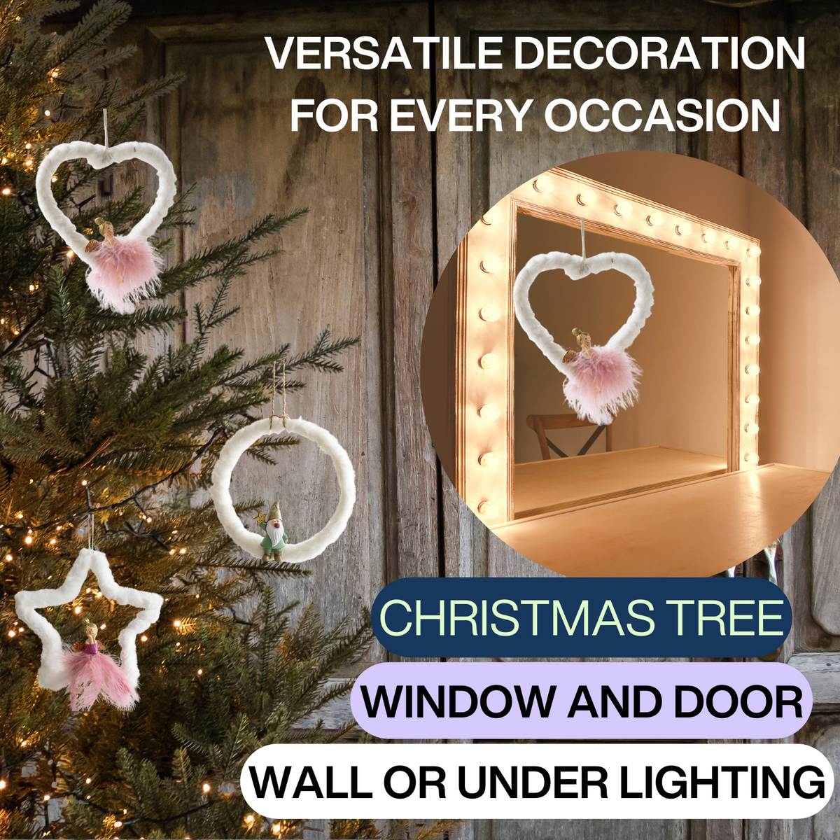 White Gnome Hanging Christmas Ornaments