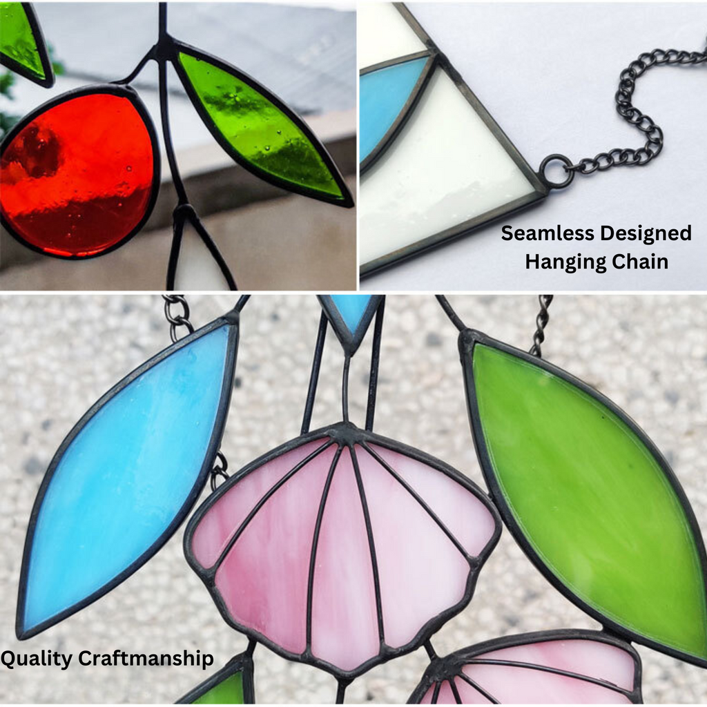 Stained Glass Pink Spring Flower Suncatcher