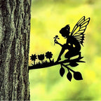 Blossom Keeper Fairy Metal Silhouette Wall Art