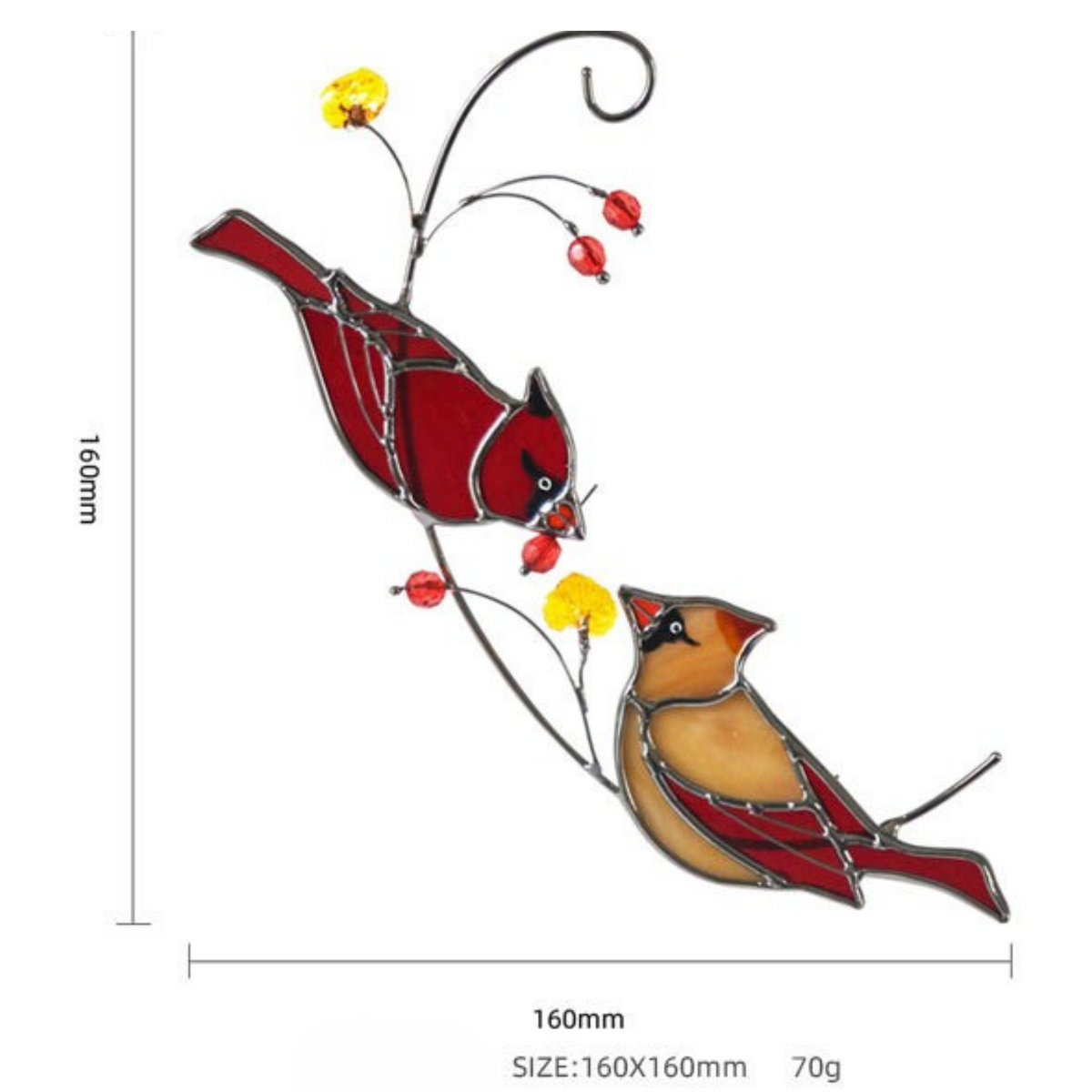 Red Cardinal Memorial Stained Glass Suncatcher