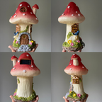 Solar Mushroom Fairy Garden House Light Toadstool Cottage Ornament Gift 21cm