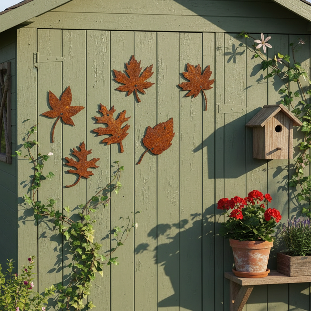 Rusty Metal Autumn Leaf Decorations
