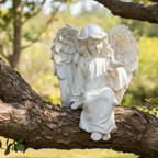 Guardian Angel Garden Statue with Bird – Memorial Resin Ornament Indoor Outdoor