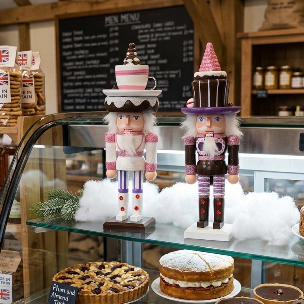 Pink Cupcake Hat Wooden Nutcrackers