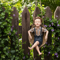 Hanging Boy on Swing Garden Ornament Figurine Rustic Home Decor Gift