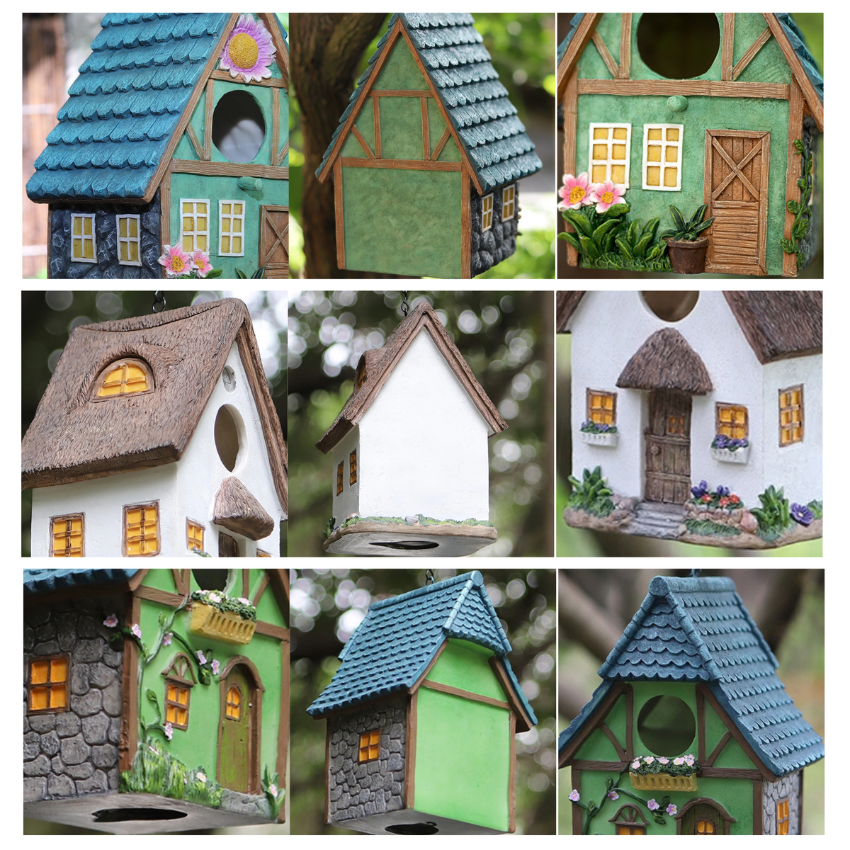 Country Cottage Resin Birdhouse Ornament