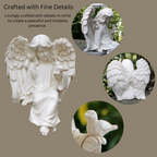 Guardian Angel Garden Statue with Bird – Memorial Resin Ornament Indoor Outdoor