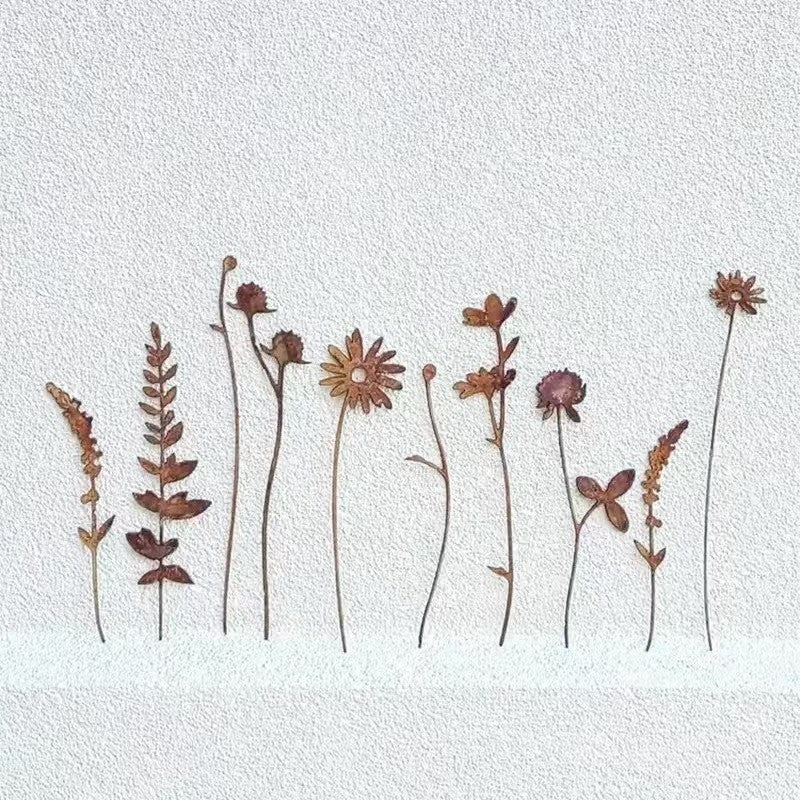 Rustic Wildflower Silhouette Metal Wall Art