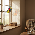Stained Glass Butterfly Suncatcher, Orange Red