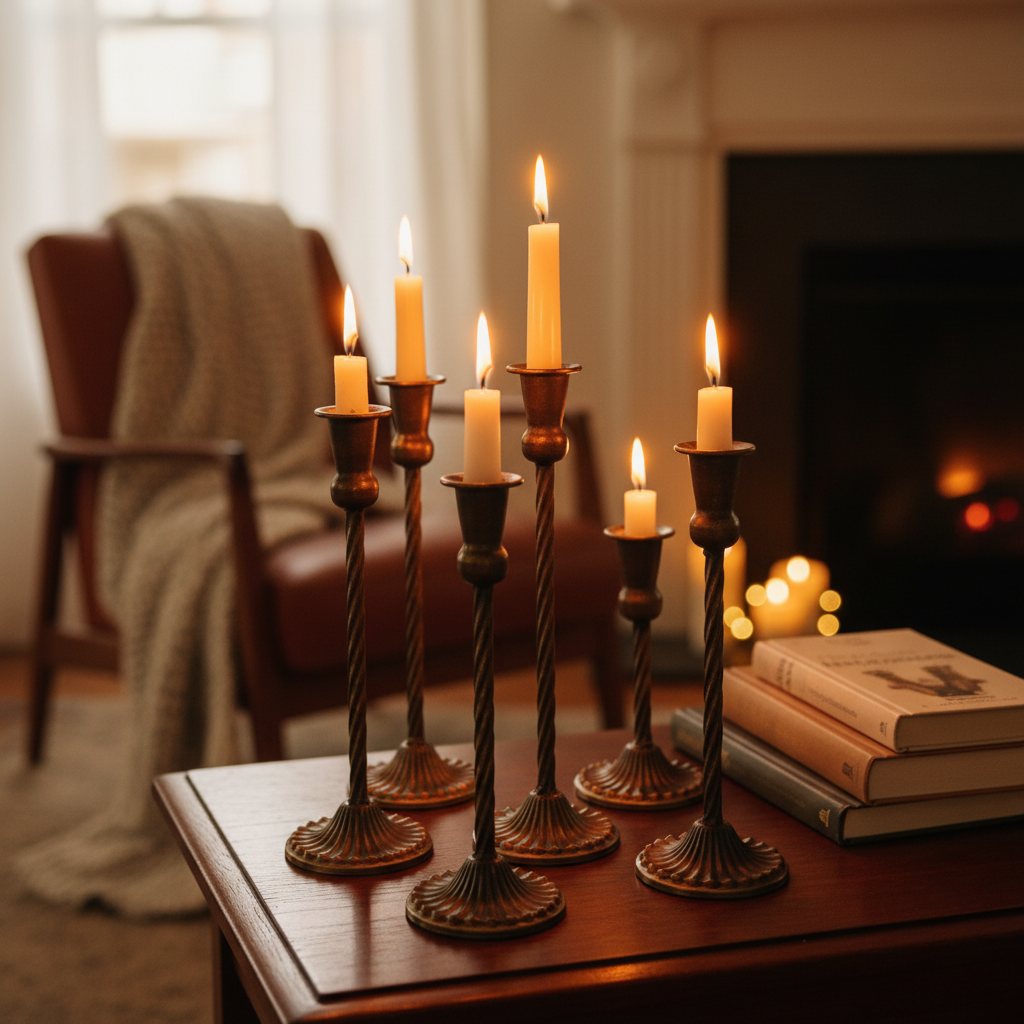 Vintage Style Taper Candlestick Holder Set