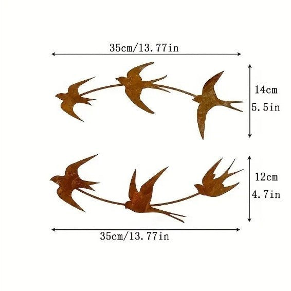 Flying Swallows Rustic Metal Wall Art