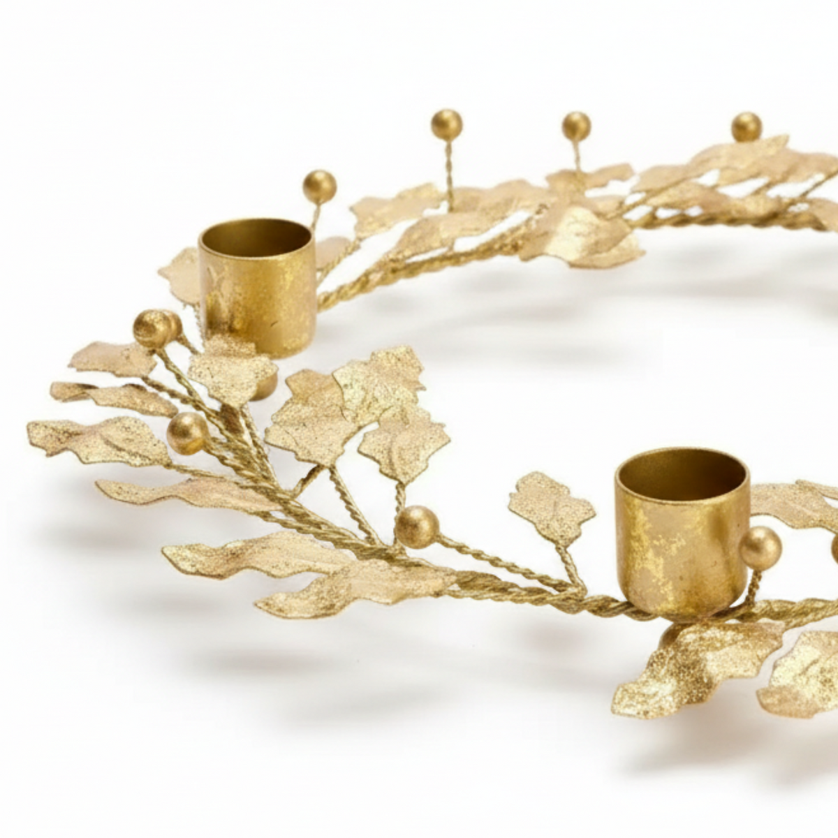 Gold Leaf Wreath Taper Candle Ring