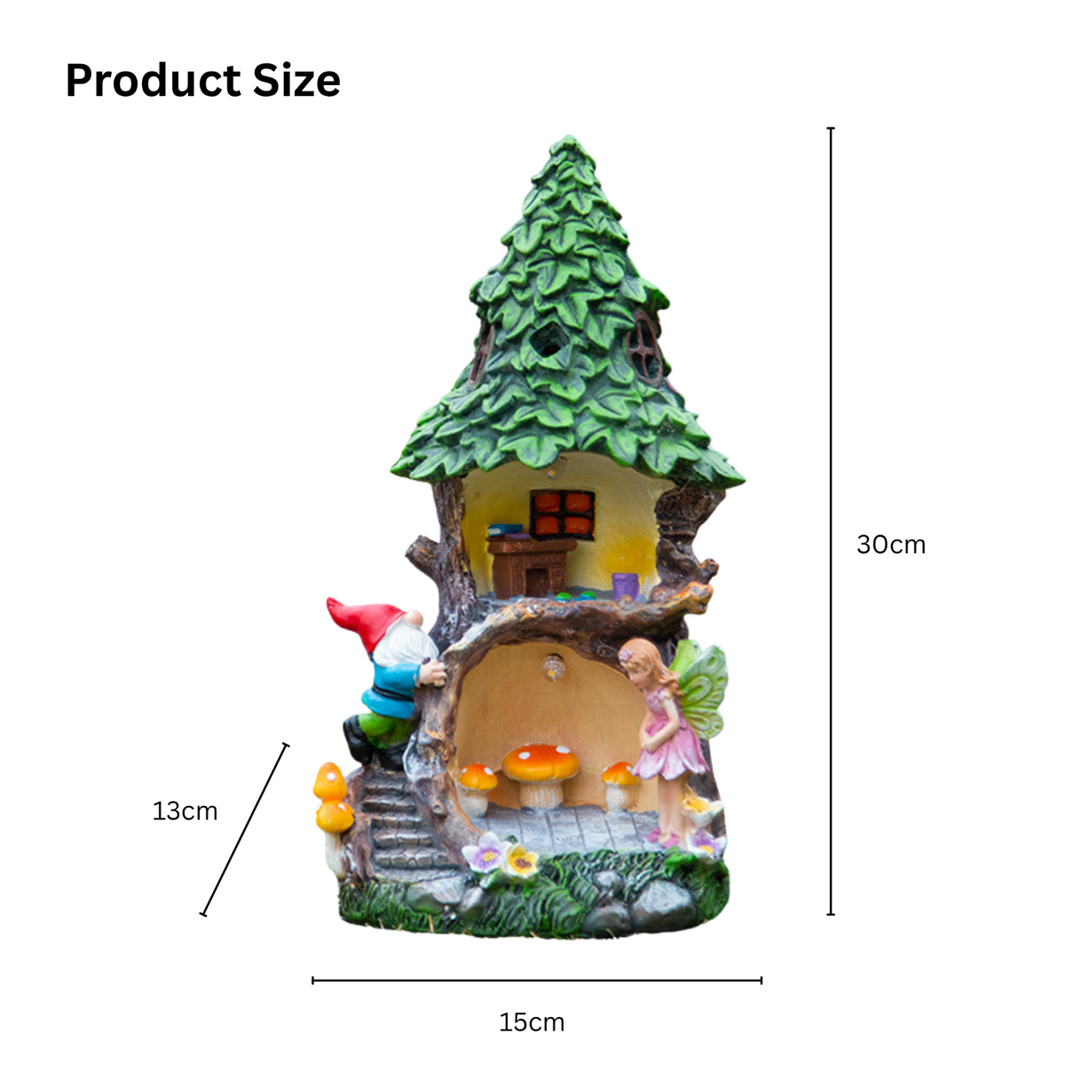 Solar Tree Root Fairy House with Gnome