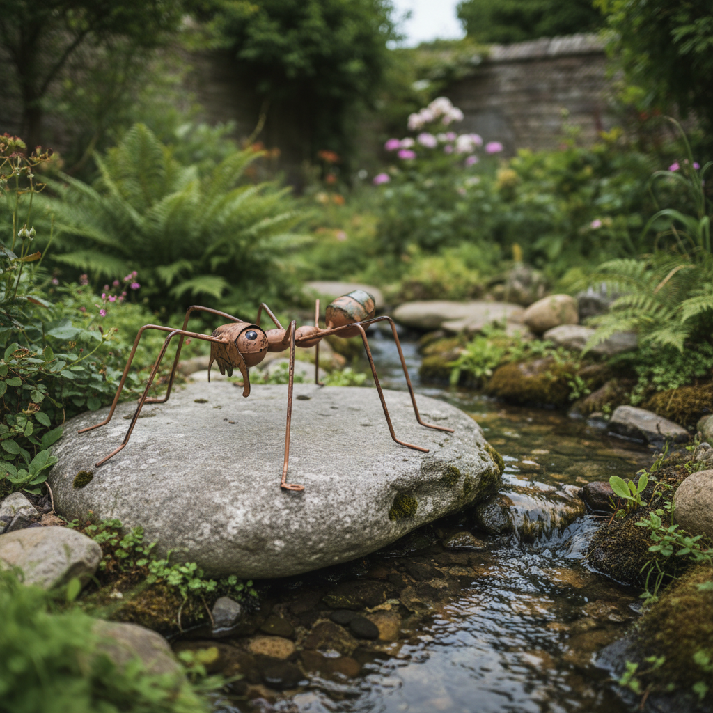 Handmade Rustic Metal Ant Sculpture
