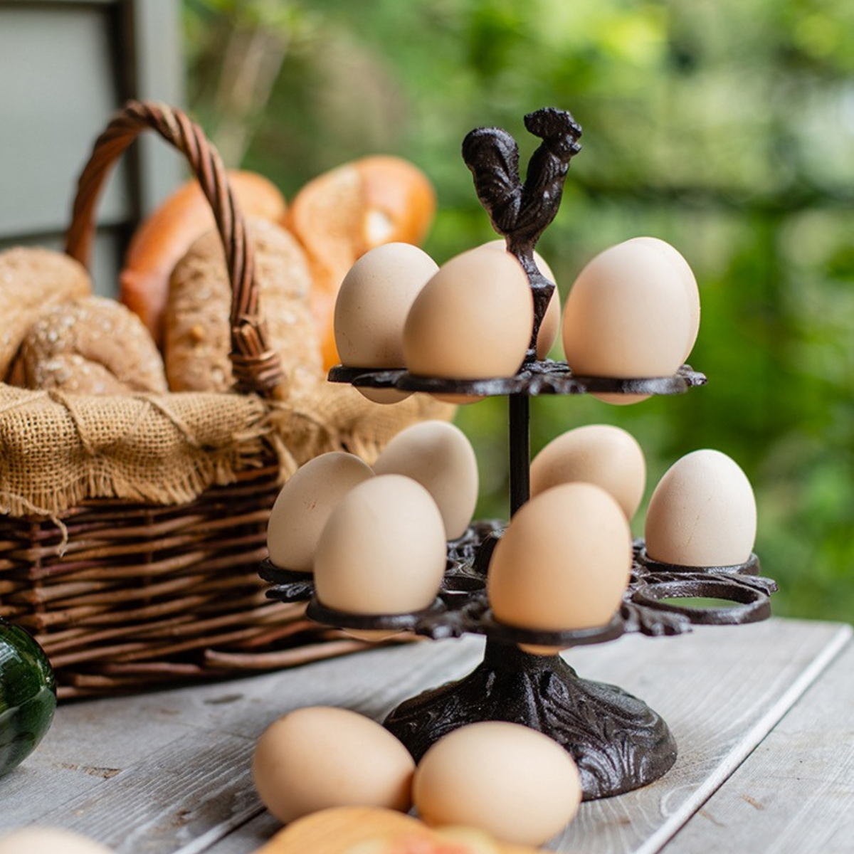Cast Iron Rooster Egg Holder Stand