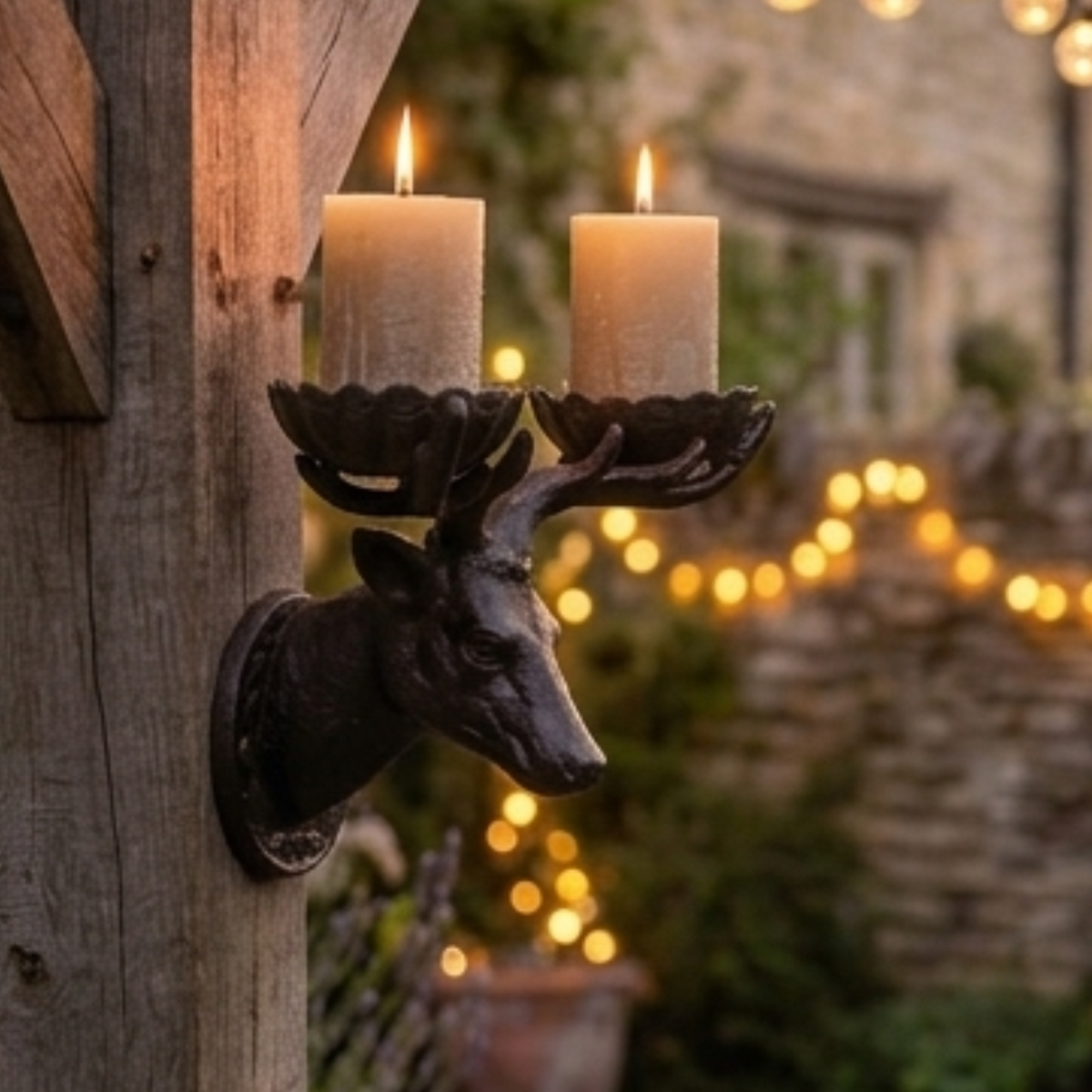 Cast Iron Deer Head Wall Candle Holder