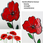Stained Glass Red Poppy Garden Stake