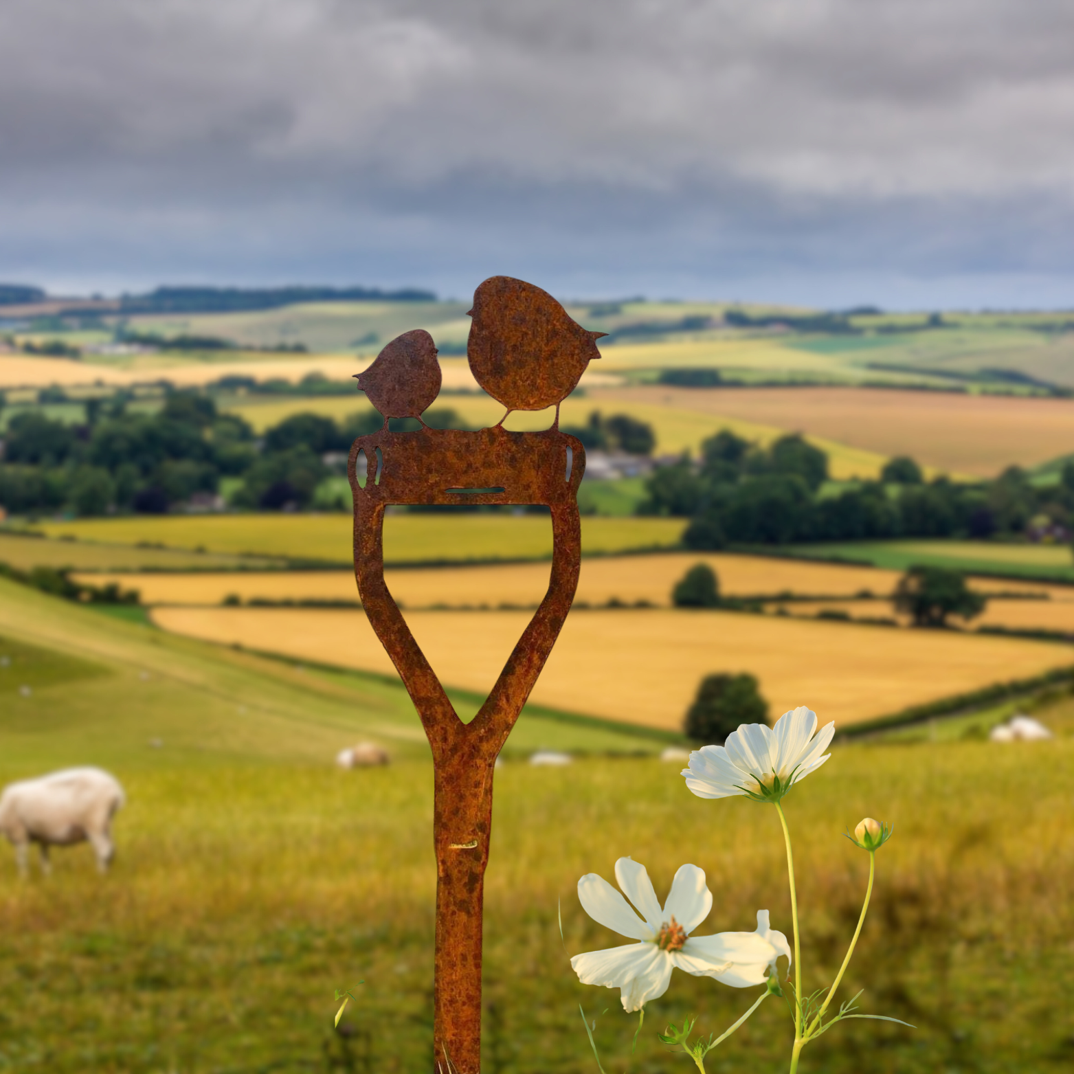 Rustic Metal Bird Garden Stake Ornament